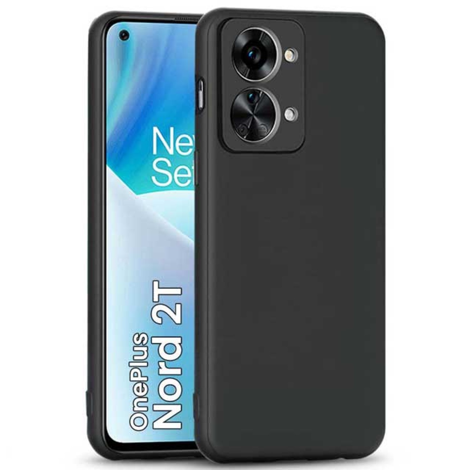 Soft Silicone Back Cover Compatible with OnePlus Nord 2T 5G (Black) with Flexible Matte Finish and Camera Protection