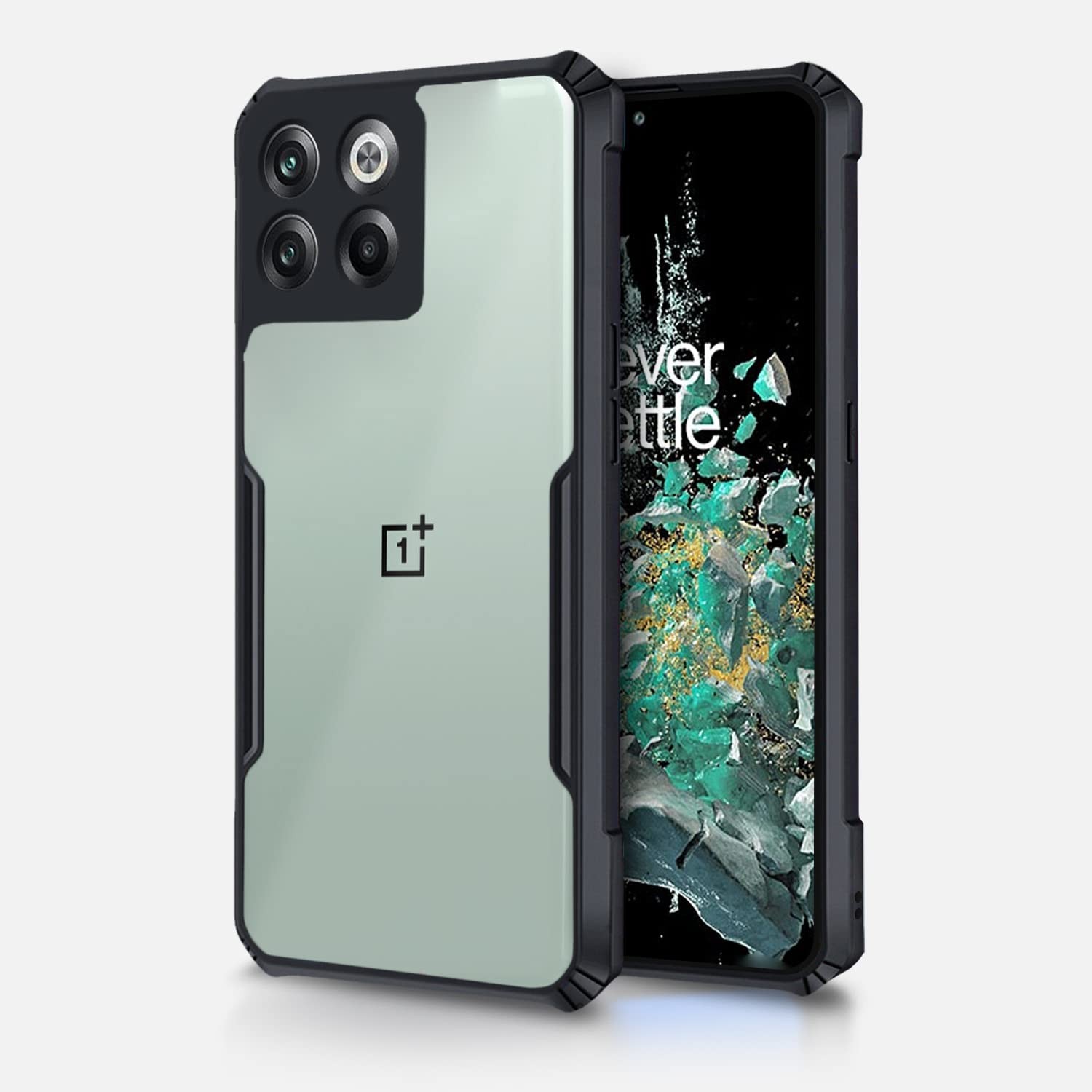 Oneplus 10T 5G Back Cover | Crystal Clear Transparent Back | Ultra Hyrbid | Full Camera Protection | Raised Edge | Bumper Back Case for Oneplus 10T 5G (Black)