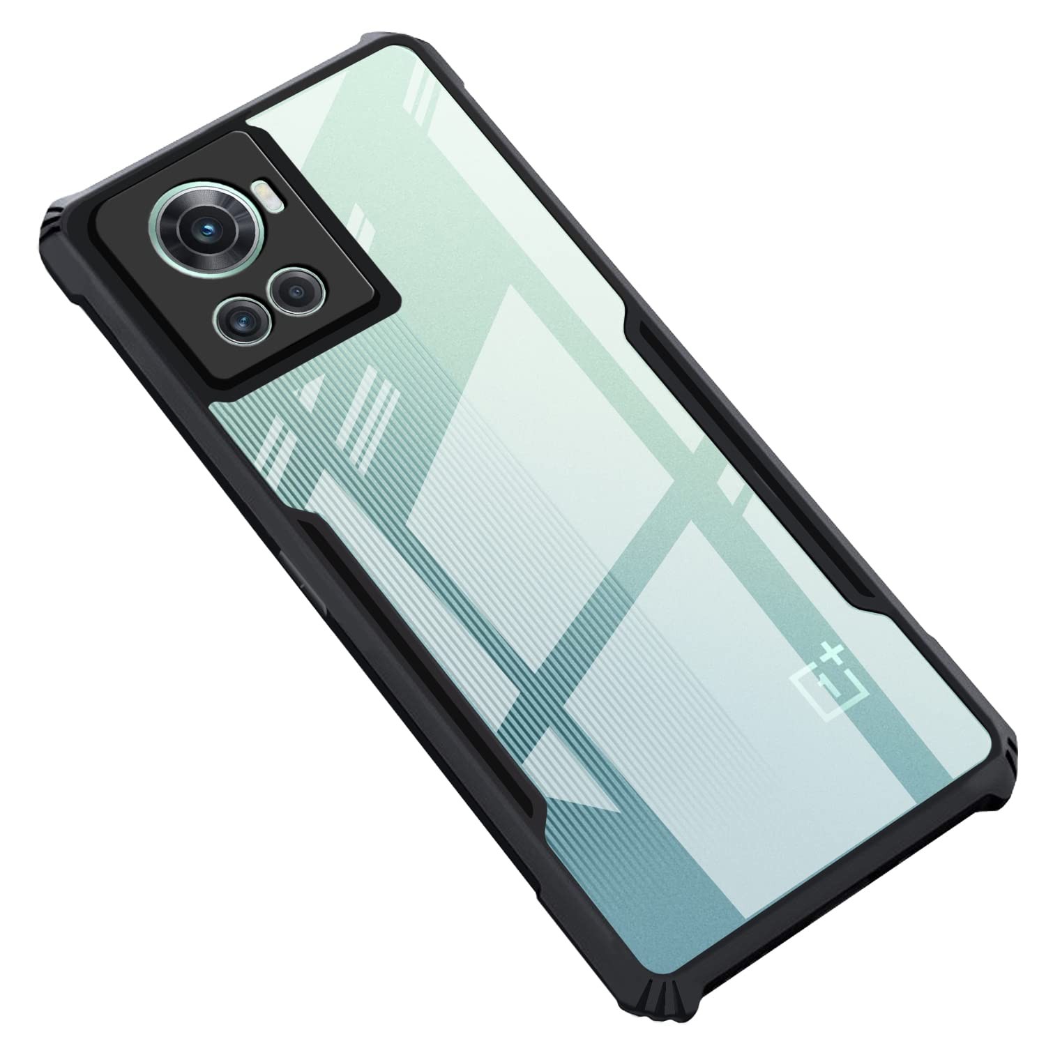 OnePlus 10R 5G Case Back Cover Shockproof Bumper Crystal Clear | 360 Degree Protection TPU+PC | Camera Protection | Acrylic Transparent Eagle Cover for One Plus 10R 5G (Black)