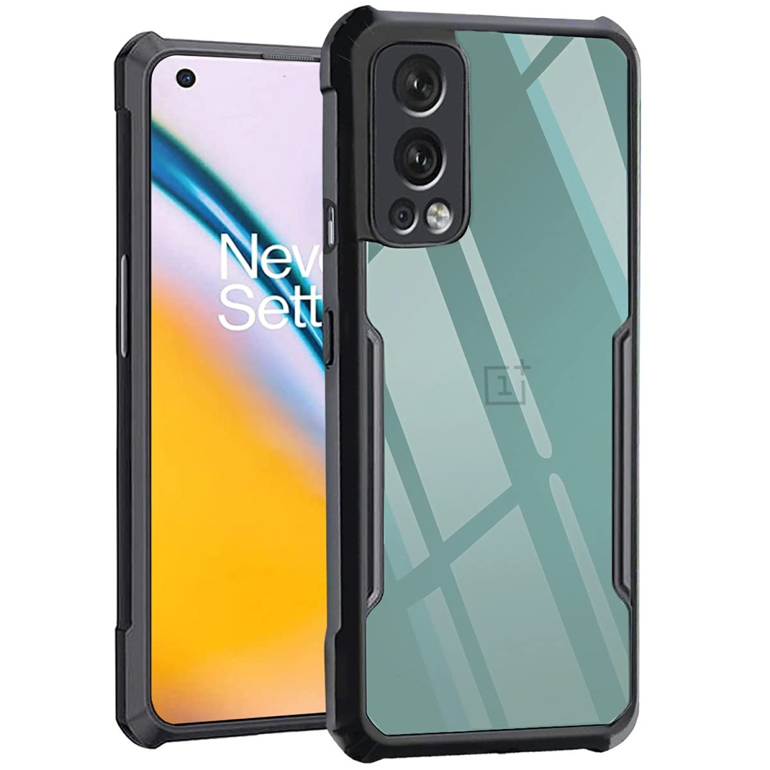 Back Cover Case for OnePlus Nord 2 5G / OnePlus Nord 2 5G Pac-Man Edition (Crystal Clear | Shockproof | Hybrid TPU & PC | Transparent Back | Black Bumper)