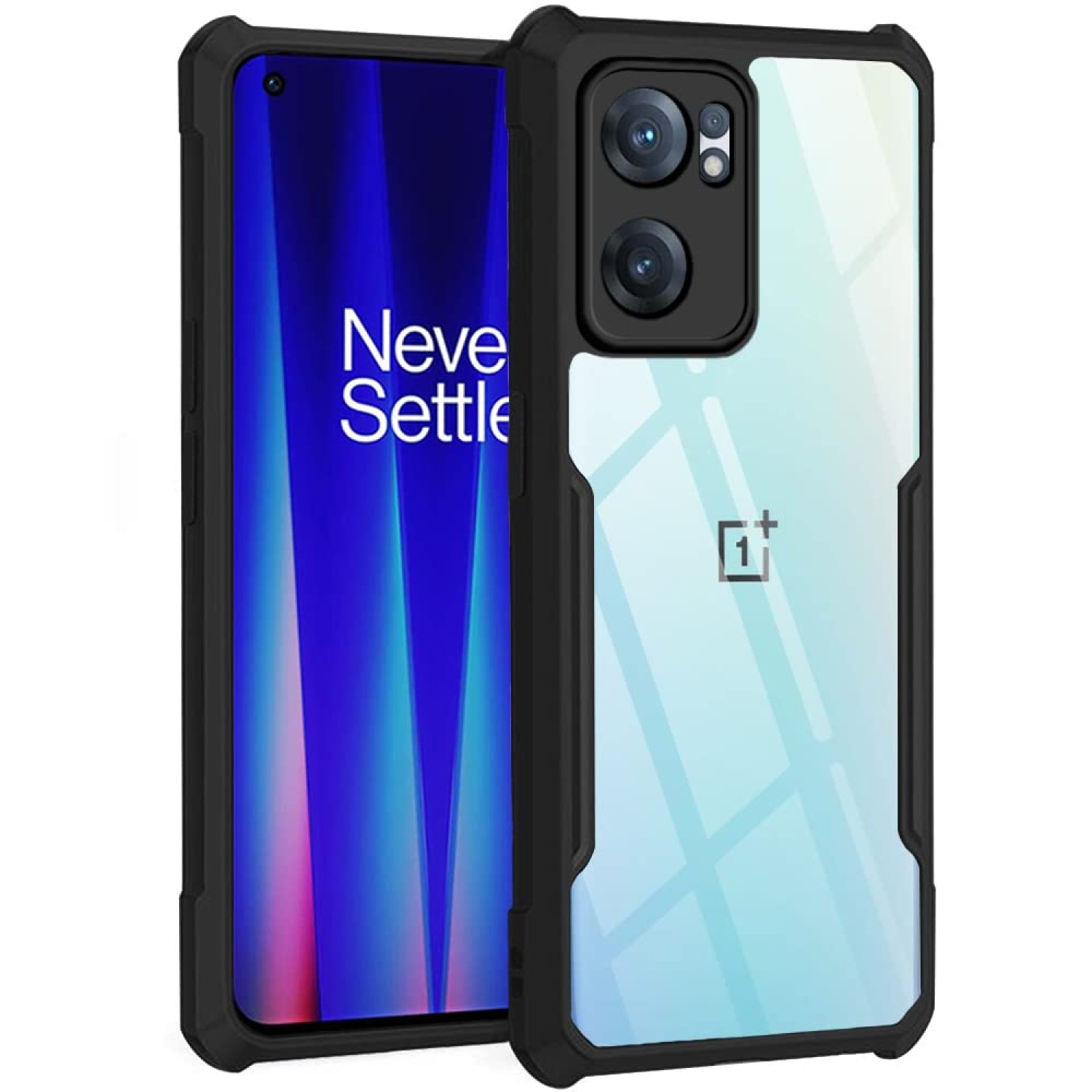 Shockproof Crystal Clear 1+ OnePlus Nord CE 2 5G Back Cover Case | 360 Degree Protection | Transparent Mobile Back Cover Case for OnePlus Nord CE 2 5G (Hybrid PC + TPU | Black Bumper)